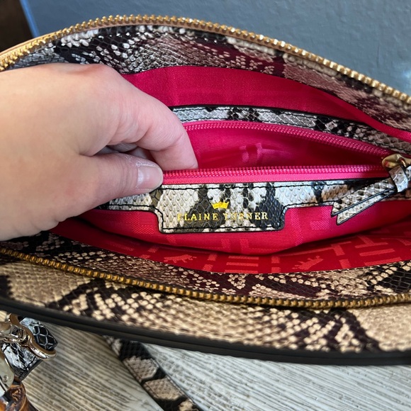 EXCELLENT CONDITION!!! Elaine Turner Snakeskin, Cork & Bamboo Shoulder Bag - Picture 10 of 11